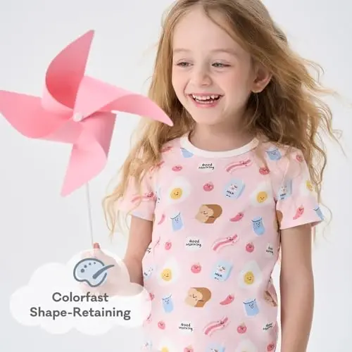 pureborn Baby Pajamas Set Toddler Snug Fit Cotton Sleepwear 2pcs 12M-7Y | Buttery soft, silky smooth, breathable, lightweight, ruffled cuffs, snug fit, gentle on skin - 5