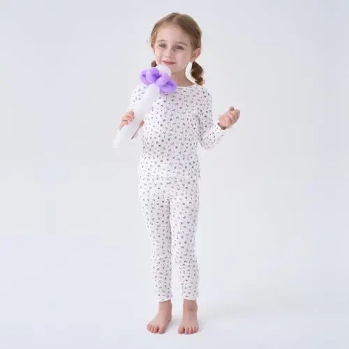 pureborn Baby Pajamas Set Toddler Snug Fit Cotton Sleepwear 2pcs 12M-7Y | Buttery soft, silky smooth, breathable, lightweight, ruffled cuffs, snug fit, gentle on skin - pureborn (1)