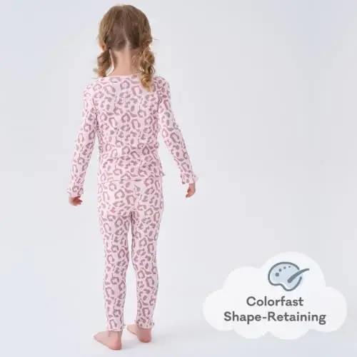 pureborn Baby Pajamas Set Toddler Snug Fit Cotton Sleepwear 2pcs 12M-7Y | Buttery soft, silky smooth, breathable, lightweight, ruffled cuffs, snug fit, gentle on skin - 5
