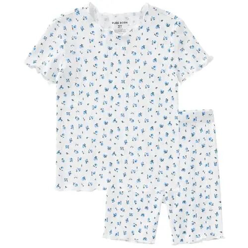 pureborn Baby Pajamas Set Toddler Snug Fit Cotton Sleepwear 2pcs 12M-7Y | Buttery soft, silky smooth, breathable, lightweight, ruffled cuffs, snug fit, gentle on skin - pureborn