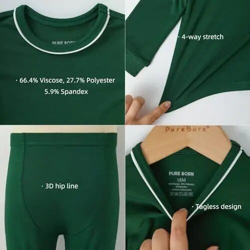 pureborn Baby Pajamas Set Toddler Snug Fit Cotton Sleepwear 2pcs 12M-7Y | Buttery soft, silky smooth, breathable, lightweight, ruffled cuffs, snug fit, gentle on skin - pureborn (1)