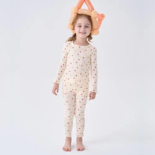 pureborn Baby Pajamas Set Toddler Snug Fit Cotton Sleepwear 2pcs 12M-7Y | Buttery soft, silky smooth, breathable, lightweight, ruffled cuffs, snug fit, gentle on skin - pureborn (1)