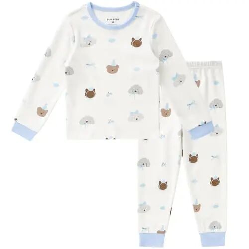 pureborn Baby Pajamas Set Toddler Snug Fit Cotton Sleepwear 2pcs 12M-7Y | Buttery soft, silky smooth, breathable, lightweight, ruffled cuffs, snug fit, gentle on skin - pureborn