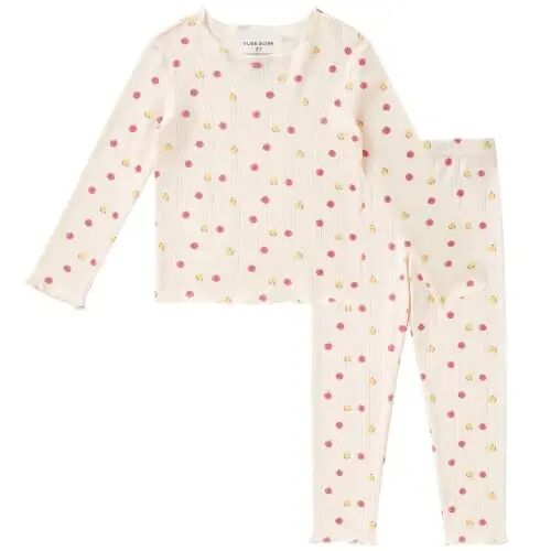 pureborn Baby Pajamas Set Toddler Snug Fit Cotton Sleepwear 2pcs 12M-7Y | Buttery soft, silky smooth, breathable, lightweight, ruffled cuffs, snug fit, gentle on skin - 1