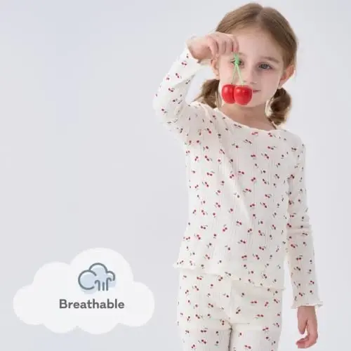 pureborn Baby Pajamas Set Toddler Snug Fit Cotton Sleepwear 2pcs 12M-7Y | Buttery soft, silky smooth, breathable, lightweight, ruffled cuffs, snug fit, gentle on skin - 4