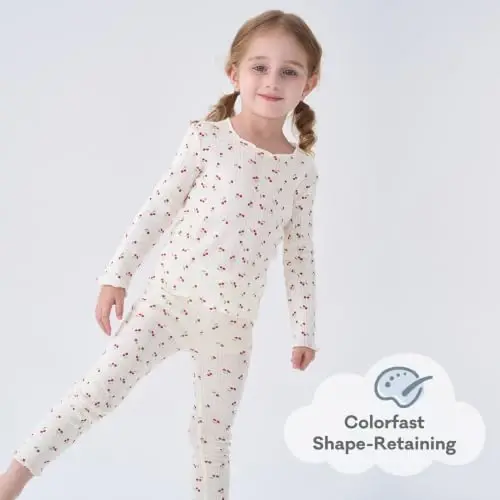 pureborn Baby Pajamas Set Toddler Snug Fit Cotton Sleepwear 2pcs 12M-7Y | Buttery soft, silky smooth, breathable, lightweight, ruffled cuffs, snug fit, gentle on skin - 5
