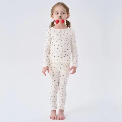 pureborn Baby Pajamas Set Toddler Snug Fit Cotton Sleepwear 2pcs 12M-7Y | Buttery soft, silky smooth, breathable, lightweight, ruffled cuffs, snug fit, gentle on skin - 6