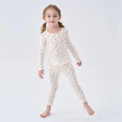 pureborn Baby Pajamas Set Toddler Snug Fit Cotton Sleepwear 2pcs 12M-7Y | Buttery soft, silky smooth, breathable, lightweight, ruffled cuffs, snug fit, gentle on skin - pureborn (1)