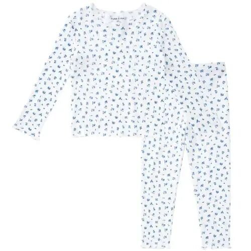 pureborn Baby Pajamas Set Toddler Snug Fit Cotton Sleepwear 2pcs 12M-7Y | Buttery soft, silky smooth, breathable, lightweight, ruffled cuffs, snug fit, gentle on skin | Buttery soft, silky smooth, breathable, lightweight, ruffled cuffs, snug fit, gen - 1