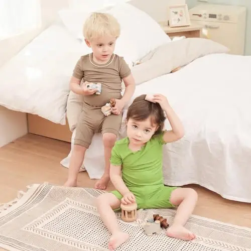 pureborn Bebek Pijama Takımı Pjs - Çocuk Küçük Çocuk Erkek Kız Kısa Uzun Kollu Dar Kesim Uyku Giyim 2'li 18 Ay-7 Yaş - 8