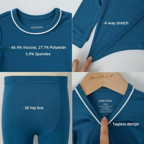 pureborn Baby Pajamas Set Pjs - Kids Toddler Boy Girl Short Long Sleeve Snug Fit Sleepwear 2pcs 18M-7Y - 4