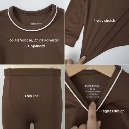 pureborn Baby Pajamas Set Pjs - Kids Toddler Boy Girl Short Long Sleeve Snug Fit Sleepwear 2pcs 18M-7Y - 5