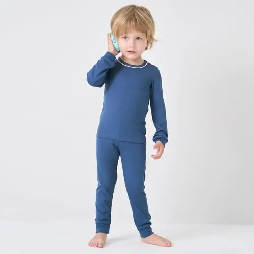 pureborn Bebek Pijama Takımı Pjs - Çocuk Küçük Çocuk Erkek Kız Kısa Uzun Kollu Dar Kesim Uyku Giysisi 2'li 18Ay-7Yaş - 3