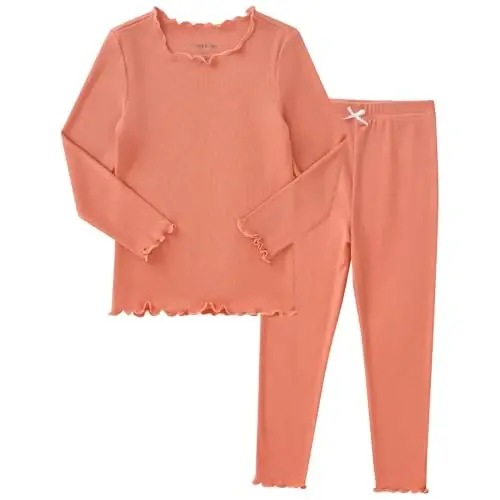 pureborn Baby Pajamas Set Toddler Snug Fit Cotton Sleepwear 2pcs 12M-7Y | Buttery soft, silky smooth, breathable, lightweight, ruffled cuffs, snug fit, gentle on skin 
