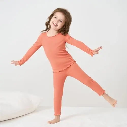 pureborn Baby Pajamas Set Toddler Snug Fit Cotton Sleepwear 2pcs 12M-7Y | Buttery soft, silky smooth, breathable, lightweight, ruffled cuffs, snug fit, gentle on skin - 2