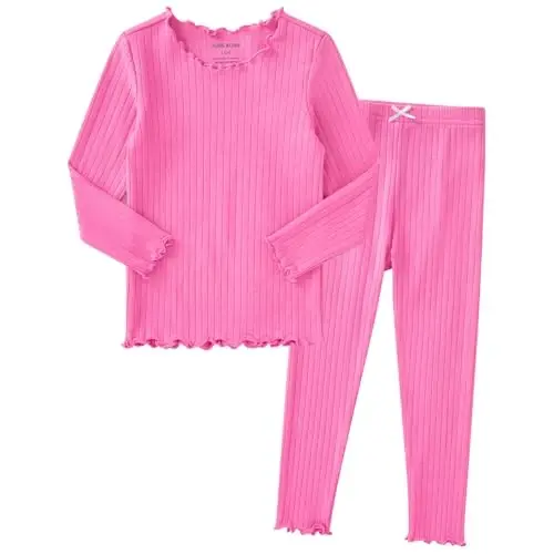 pureborn Baby Pajamas Set Toddler Snug Fit Cotton Sleepwear 2pcs 12M-7Y | Buttery soft, silky smooth, breathable, lightweight, ruffled cuffs, snug fit, gentle on skin 