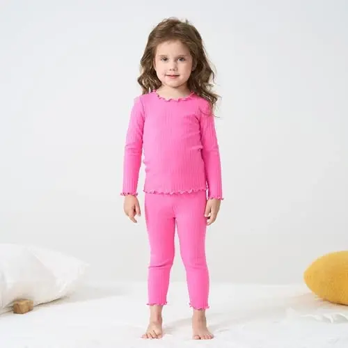 pureborn Baby Pajamas Set Toddler Snug Fit Cotton Sleepwear 2pcs 12M-7Y | Buttery soft, silky smooth, breathable, lightweight, ruffled cuffs, snug fit, gentle on skin - PUREBORN (1)