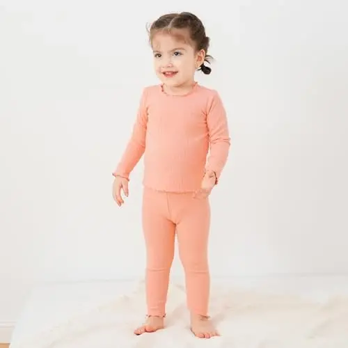 pureborn Baby Pajamas Set Toddler Snug Fit Cotton Sleepwear 2pcs 12M-7Y | Buttery soft, silky smooth, breathable, lightweight, ruffled cuffs, snug fit, gentle on skin - PUREBORN (1)