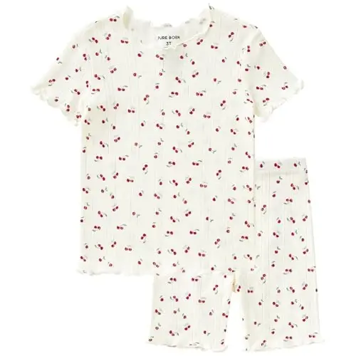 Pureborn Bebek Pijama Takımı Yürümeye Başlayan Çocuk Tam Oturan Pamuklu Uyku Giyimi 2'li 12A-7Y | Tereyağı gibi yumuşak, ipeksi pürüzsüzlükte, nefes alabilen, hafif, fırfırlı manşetli, tam oturan, cilde karşı nazik 