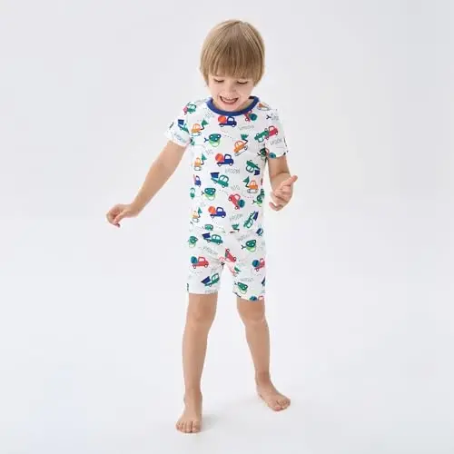 pureborn Bebek Pijama Takımı Yürümeye Başlayan Çocuk Tam Oturan Pamuklu Uyku Giyimi 2'li 12A-7Y | Tereyağı gibi yumuşak, ipeksi pürüzsüzlükte, nefes alabilen, hafif, fırfırlı manşetli, tam oturan, cilde nazik - PUREBORN (1)