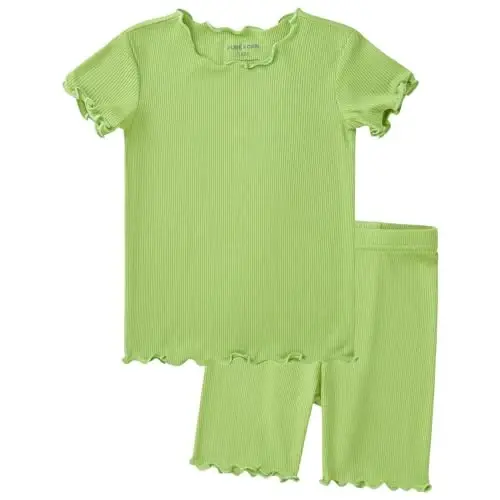 pureborn Baby Pajamas Set Toddler Snug Fit Cotton Sleepwear 2pcs 12M-7Y | Buttery soft, silky smooth, breathable, lightweight, ruffled cuffs, snug fit, gentle on skin 