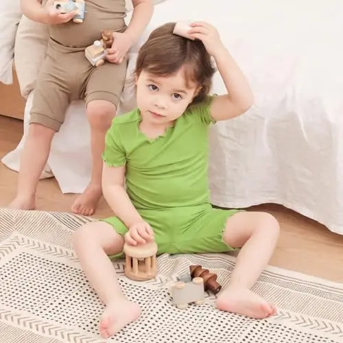 pureborn Baby Pajamas Set Toddler Snug Fit Cotton Sleepwear 2pcs 12M-7Y | Buttery soft, silky smooth, breathable, lightweight, ruffled cuffs, snug fit, gentle on skin - PUREBORN (1)