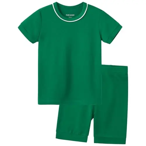 pureborn Baby Pajamas Set Toddler Snug Fit Cotton Sleepwear 2pcs 12M-7Y | Buttery soft, silky smooth, breathable, lightweight, ruffled cuffs, snug fit, gentle on skin - 1