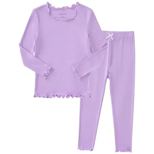 pureborn Baby Pajamas Set Toddler Snug Fit Cotton Sleepwear 2pcs 12M-7Y | Buttery soft, silky smooth, breathable, lightweight, ruffled cuffs, snug fit, gentle on skin - 1