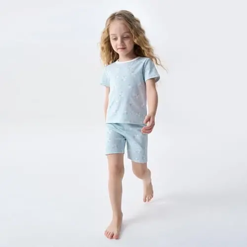 pureborn Bebek Pijama Takımı Yürümeye Başlayan Çocuk Tam Oturan Pamuklu Uyku Kıyafeti 2'li 12A-7Y | Tereyağı gibi yumuşak, ipeksi pürüzsüzlükte, nefes alabilir, hafif, fırfırlı manşetler, tam oturan kesim, cilde nazik - PUREBORN (1)
