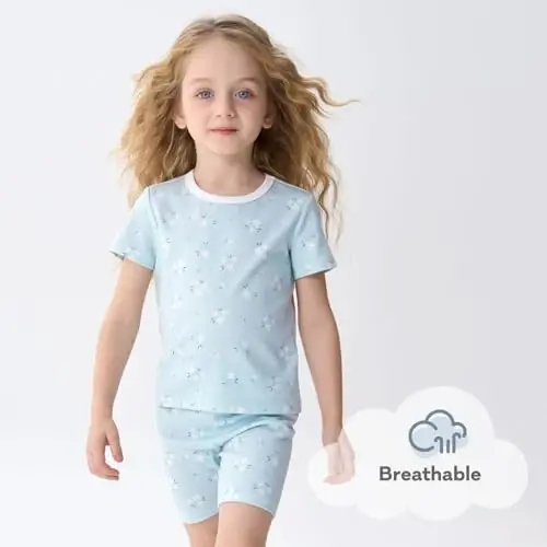 pureborn Bebek Pijama Takımı Yürümeye Başlayan Çocuk Tam Oturan Pamuklu Uyku Kıyafeti 2'li 12A-7Y | Tereyağı gibi yumuşak, ipeksi pürüzsüzlükte, nefes alabilir, hafif, fırfırlı manşetler, tam oturan kesim, cilde nazik - 4