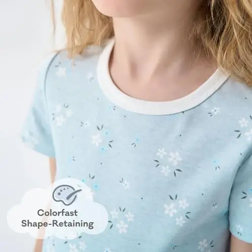 pureborn Bebek Pijama Takımı Yürümeye Başlayan Çocuk Tam Oturan Pamuklu Uyku Kıyafeti 2'li 12A-7Y | Tereyağı gibi yumuşak, ipeksi pürüzsüzlükte, nefes alabilir, hafif, fırfırlı manşetler, tam oturan kesim, cilde nazik - 5