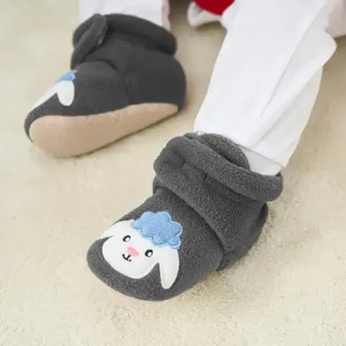 pureborn Unisex Baby Boy Girl Fleece Cozy Booties Warm Infant Shoes - 6