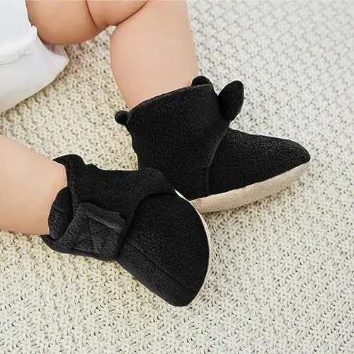 pureborn Unisex Baby Boy Girl Fleece Cozy Booties Warm Infant Shoes - PUREBORN (1)