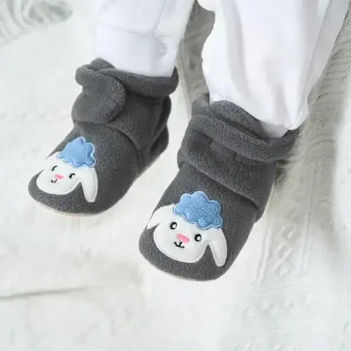 pureborn Unisex Baby Boy Girl Fleece Cozy Booties Warm Infant Shoes - 2