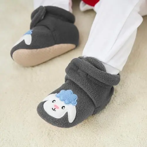 pureborn Unisex Baby Boy Girl Fleece Cozy Booties Warm Infant Shoes - 6