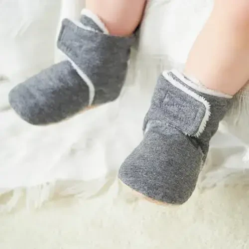 pureborn Unisex Baby Boy Girl Fleece Cozy Booties Warm Infant Shoes - PUREBORN (1)