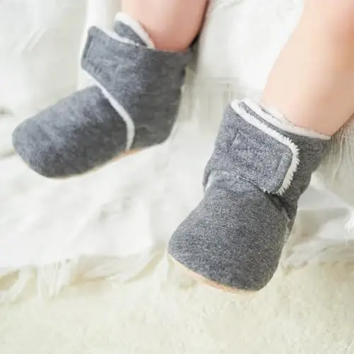 pureborn Unisex Baby Boy Girl Fleece Cozy Booties Warm Infant Shoes - PUREBORN (1)