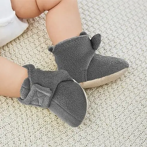 pureborn Unisex Baby Boy Girl Fleece Cozy Booties Warm Infant Shoes - 2
