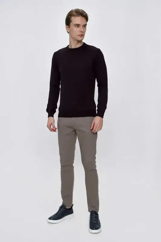 Purple Basic Dynamic Fit Relaxed Fit Crew Neck Knit Sweater - 5