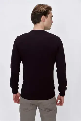 Purple Basic Dynamic Fit Relaxed Fit Crew Neck Knit Sweater - 7