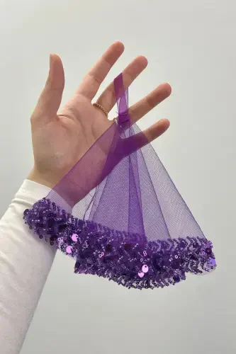 Purple Bridal Handkerchief, Halay Handkerchief, Elegant Water Stone Sequined Beaded Sequin - SADECEMENDİLSUTAŞLIZARİFMOR - ZEYMERADE (1)