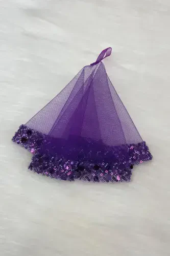 Purple Bridal Handkerchief, Halay Handkerchief, Elegant Water Stone Sequined Beaded Sequin - SADECEMENDİLSUTAŞLIZARİFMOR - 6