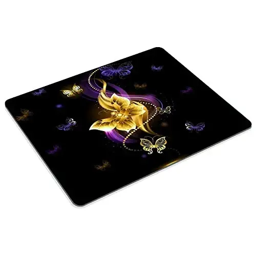 Purple Gold Butterfly Mouse pad Moslashtirilgan sichqoncha uchun rezina taglikli kompyuter noutbuk ofis uchun aksessuarlar - 2