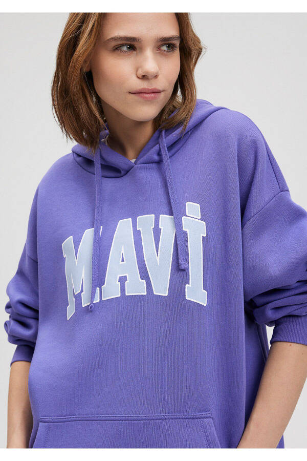 Purple Hooded Sweatshirt with Logo Print 1600361-70613 - 18