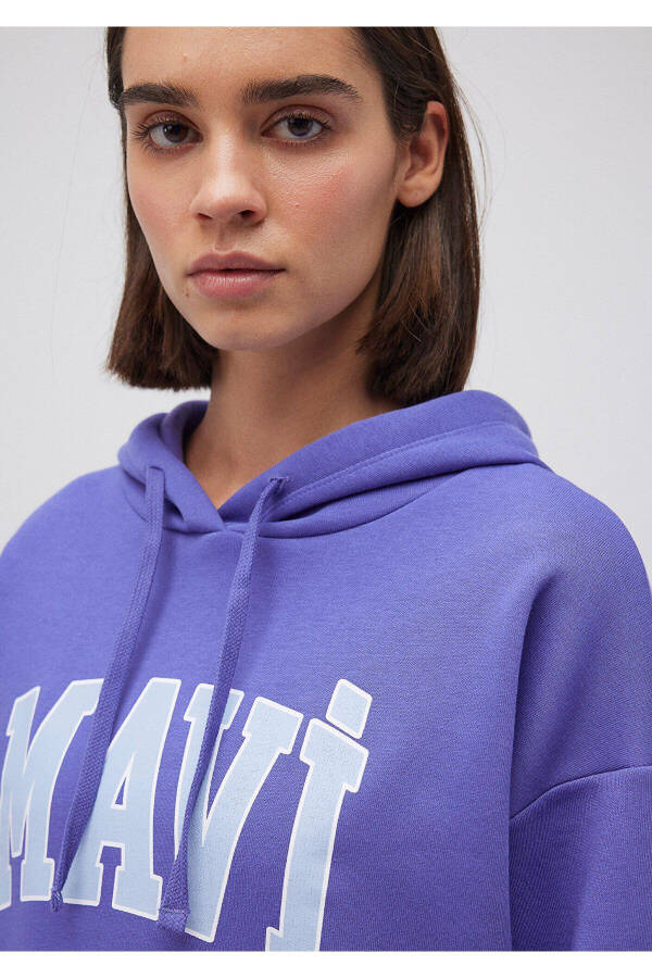 Purple Hooded Sweatshirt with Logo Print 1600361-70613 - 10