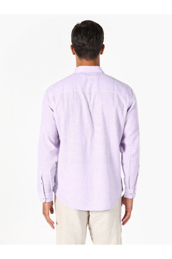 Purple, long-sleeved, regular fit men's shirt - 2