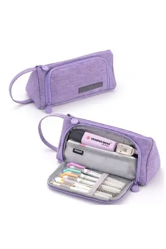 Purple Pencil Case Pen Box Makeup Bag Cute Large Capacity Stationery Supplies 
