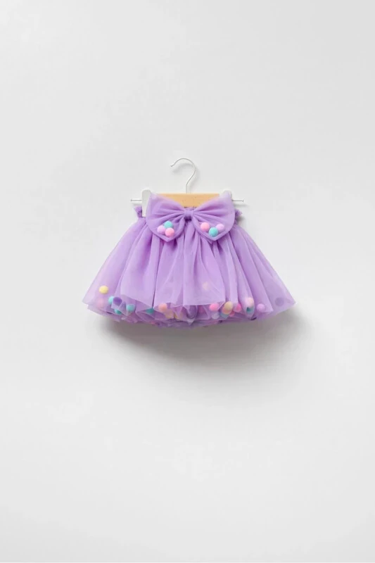 Purple Pom Pom Tutu Skirt for Girls - MAGU