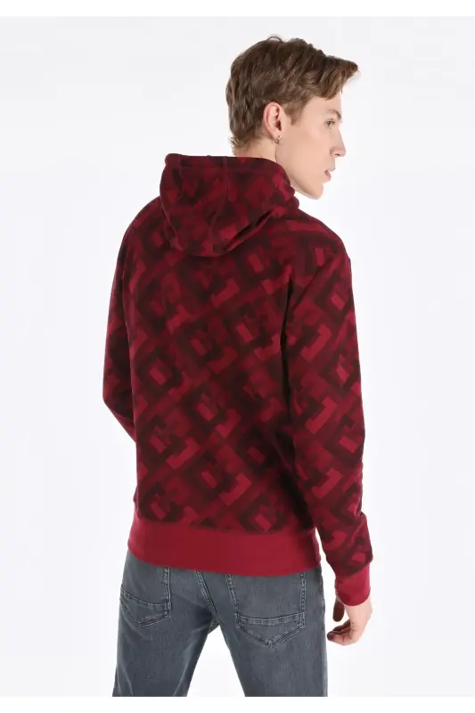 Purple, printed, hooded, regular fit men's sweatshirt - 2