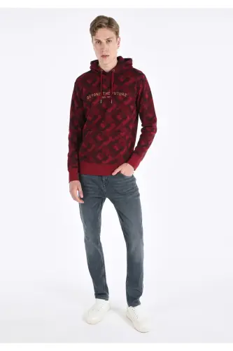 Purple, printed, hooded, regular fit men's sweatshirt - 3